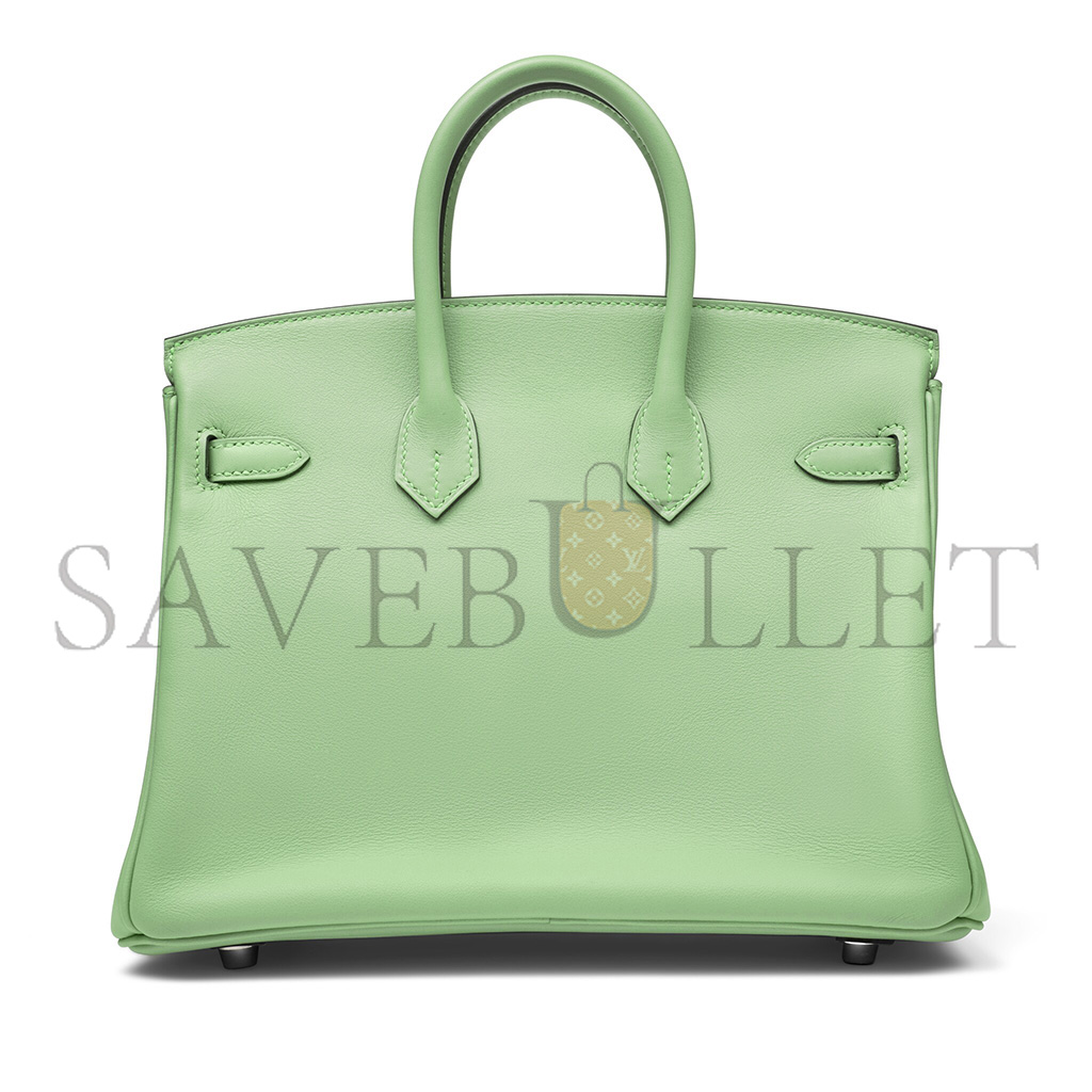 H**mes birkin 25 swift leather avocado green silver buckle bag h049362ck05 (25*20*13cm)